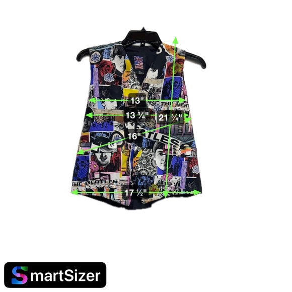 Vintage The Beatles Silk Club Vest Small Button Up 100% Silk Graphic V Neck - Picture 3 of 6